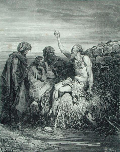 Job og hans venner, graveret af J. Regnier, ca. 1868 (stik) af Gustave (after) Dore