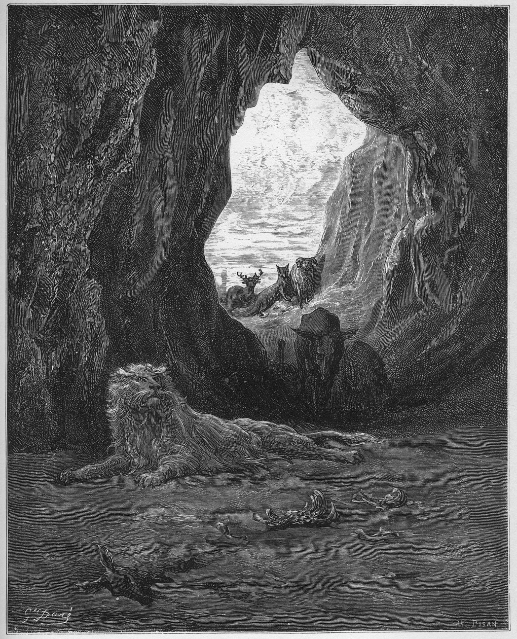 Le lion malade et le fox - Ræven og den syge løve - fra 