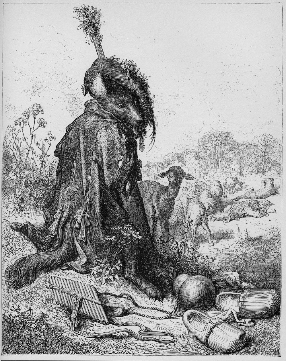 Le loup devenu berger - Ulven der spillede hyrde - fra 