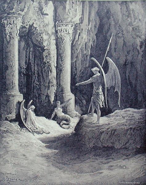 Satan ved helvedes porte, fra bog II af 