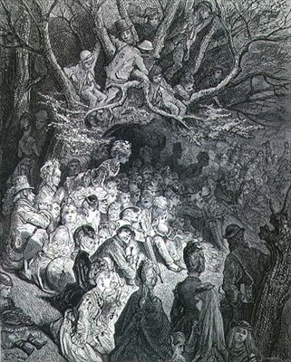 The Riverband - Under Trees, fra "London, a Pilgrimage", skrevet af William Blanchard Jerrold (1826-84), graveret af Paul Jonnard-Pacel (død 1902), udg. 1872 (gravering) af Gustave (after) Dore