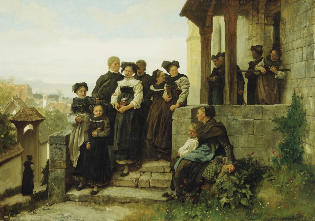 Efter den protestantiske kirketjeneste, 1872 af Gustave Brion