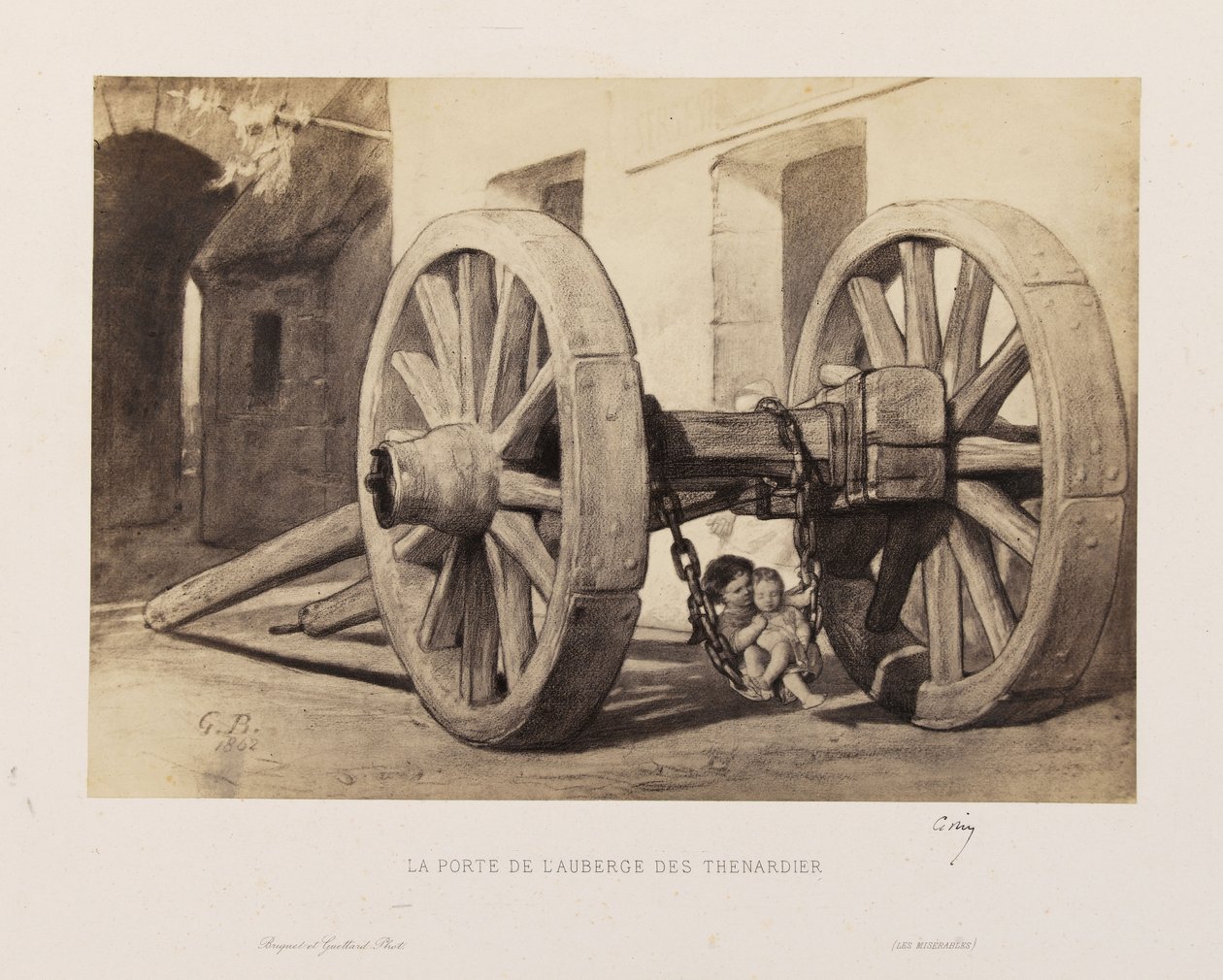 Gustave Brion - Døren til Thénardier-kroen af Gustave Brion