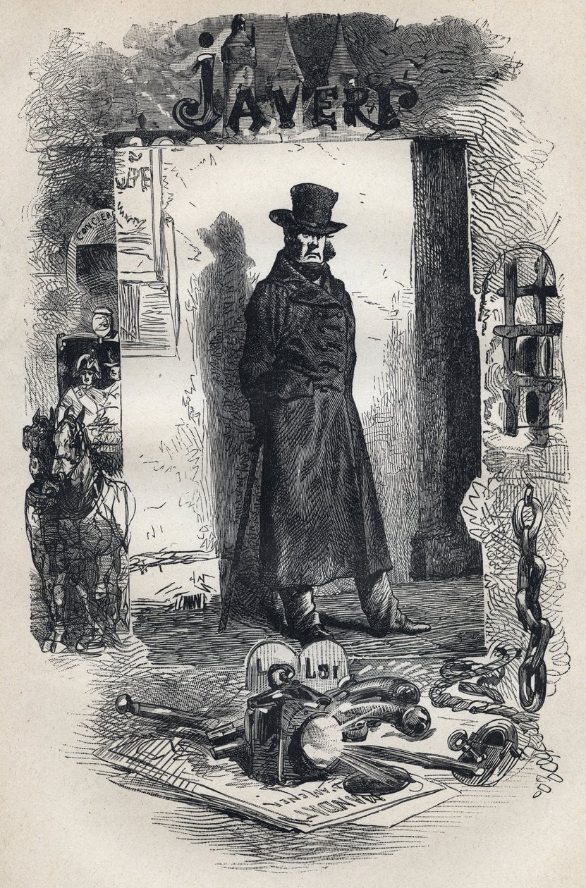 Javert, illustration af romanen "" Les Miserables"" af de Victor Hugo af Gustave Brion