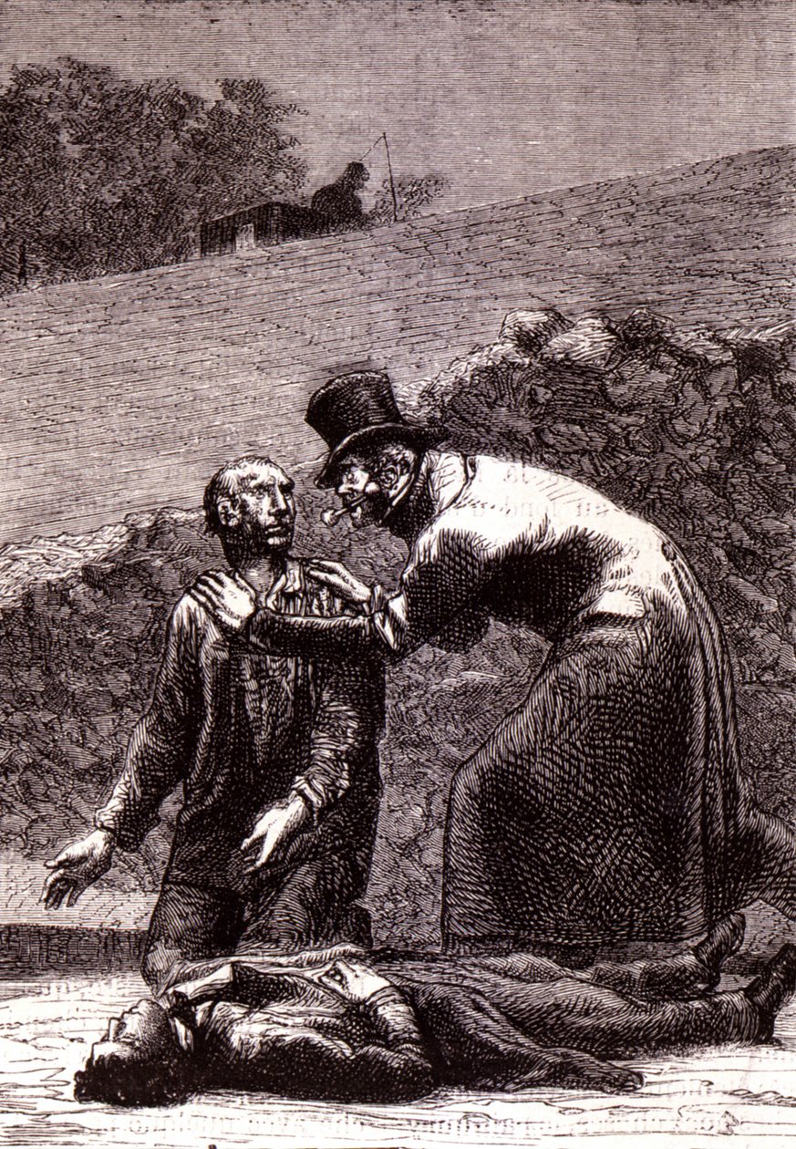 Javert genkender Valjean - i "" Les Misérables"" af Victor Hugo, ill. af Brion, red. Hetzel og Lacroix af Gustave Brion