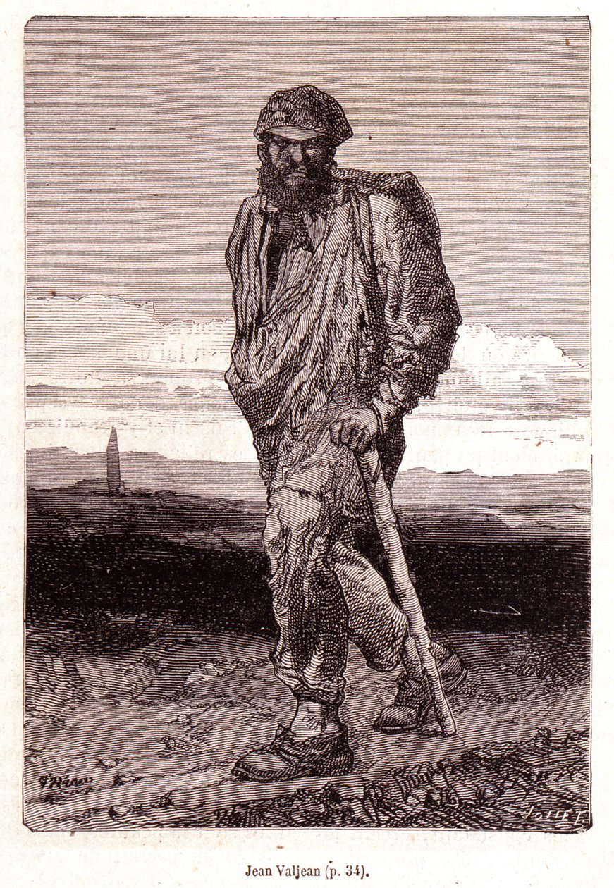 Jean Valjean - i "" Les Misérables "" af Victor Hugo, ill. af Brion, red. Hetzel og Lacroix af Gustave Brion