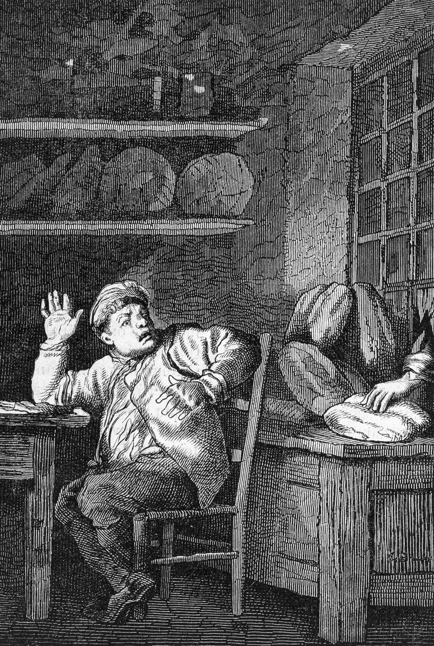 Le vol de Jean Valjean - i "" Les Miserables "" af Victor Hugo, ill. af Brion, red. Hetzel og Lacroix af Gustave Brion