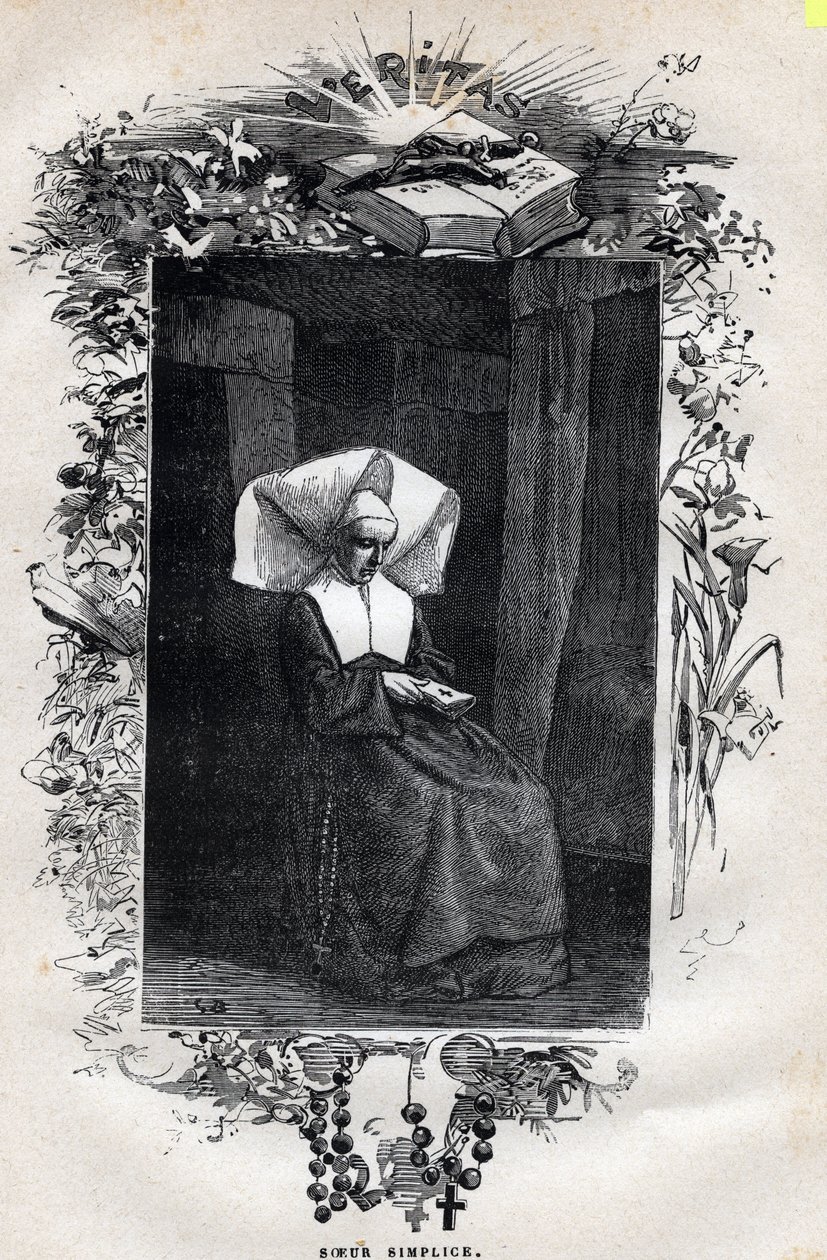Portræt af søster Simplice - Illustration af Gustave Brion (1824-1877) til "The Miserables - First part: Fantine" af Victor Hugo (1802-1885) 1862 af Gustave Brion