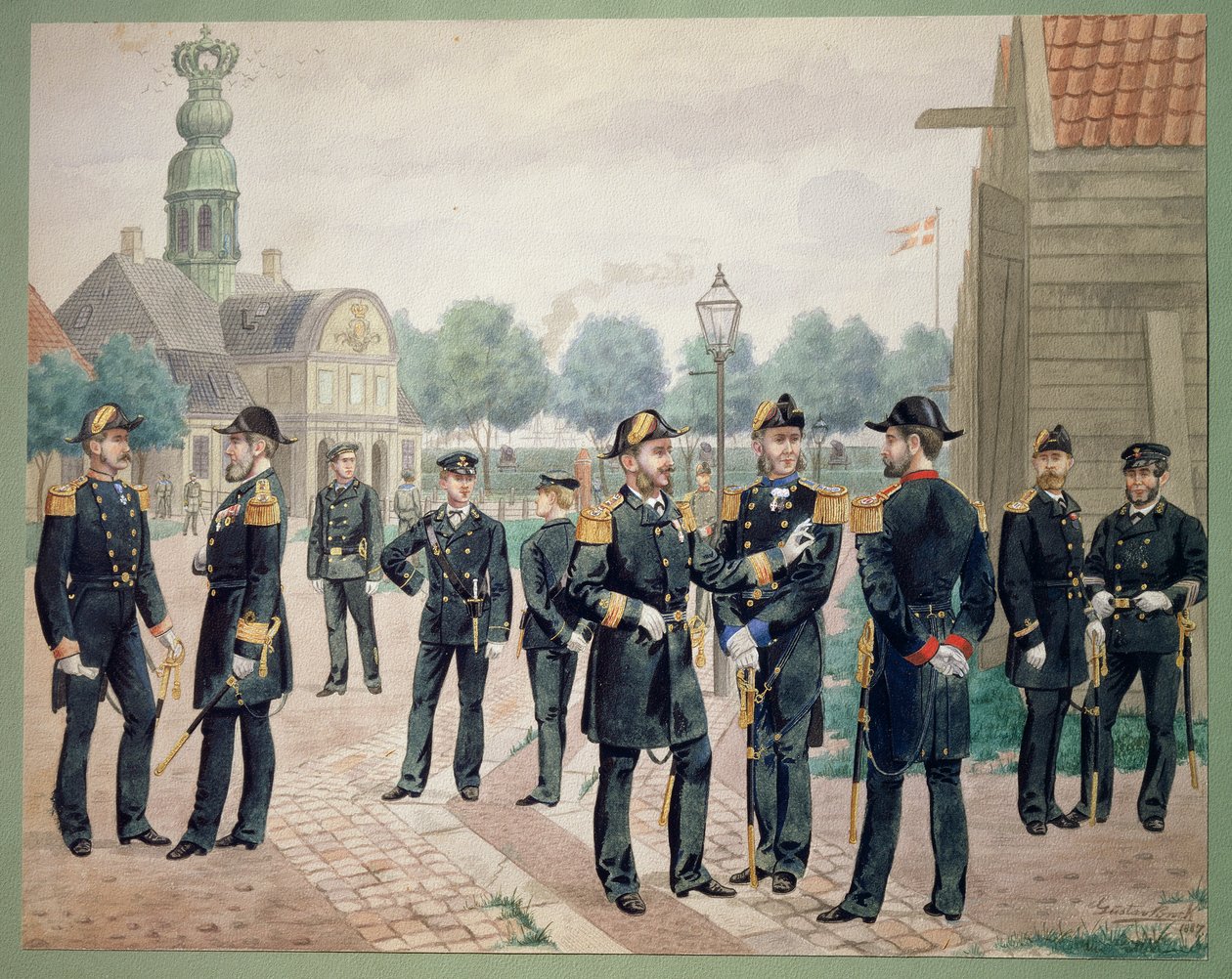 Søværnets officerer ved Akademiet. Akvarel af Gustav Brock af Gustave Brock