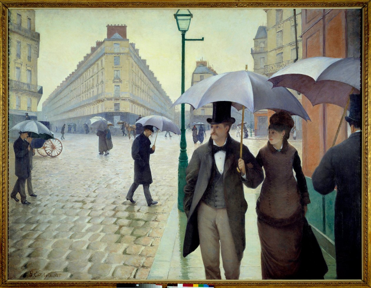 En gade i Paris i regnvejr i 1877 af Gustave Caillebotte