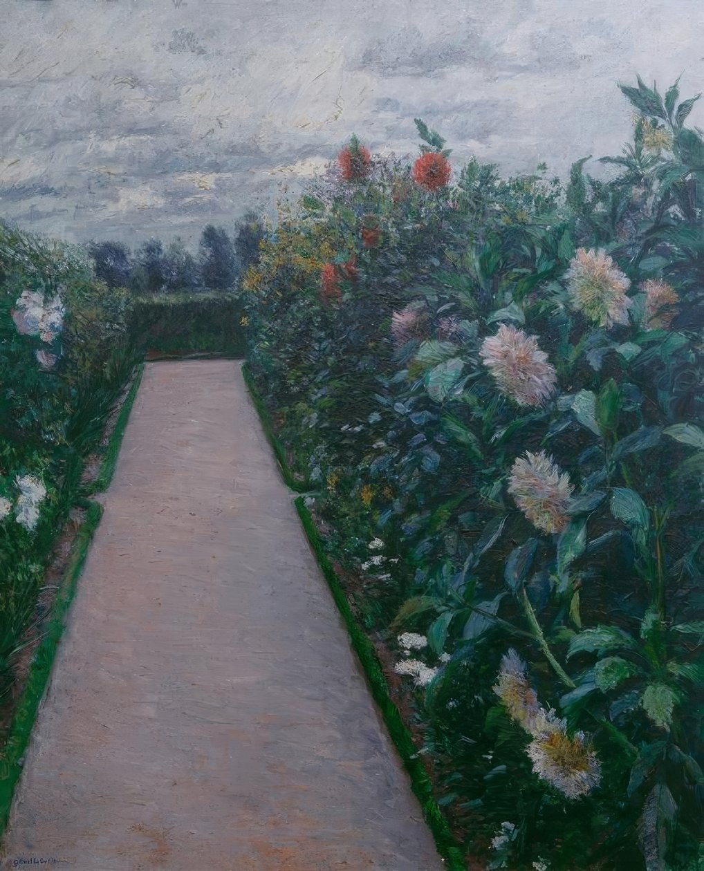 Havesti og dahliabede, Petit Gennevilliers af Gustave Caillebotte