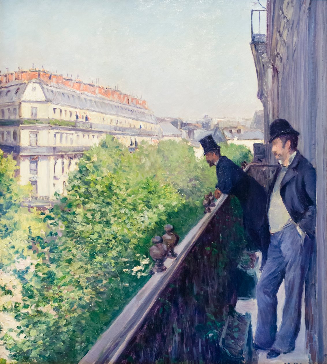 Balkon, boulevard Haussmann, ca. 1880 (olie på lærred) af Gustave Caillebotte