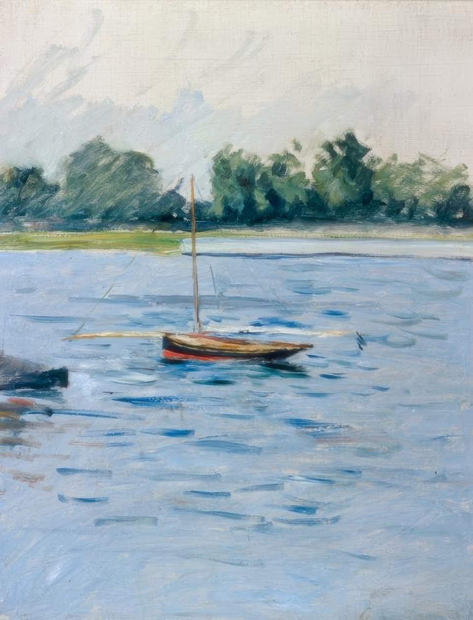 Båden for anker på Seinen af Gustave Caillebotte