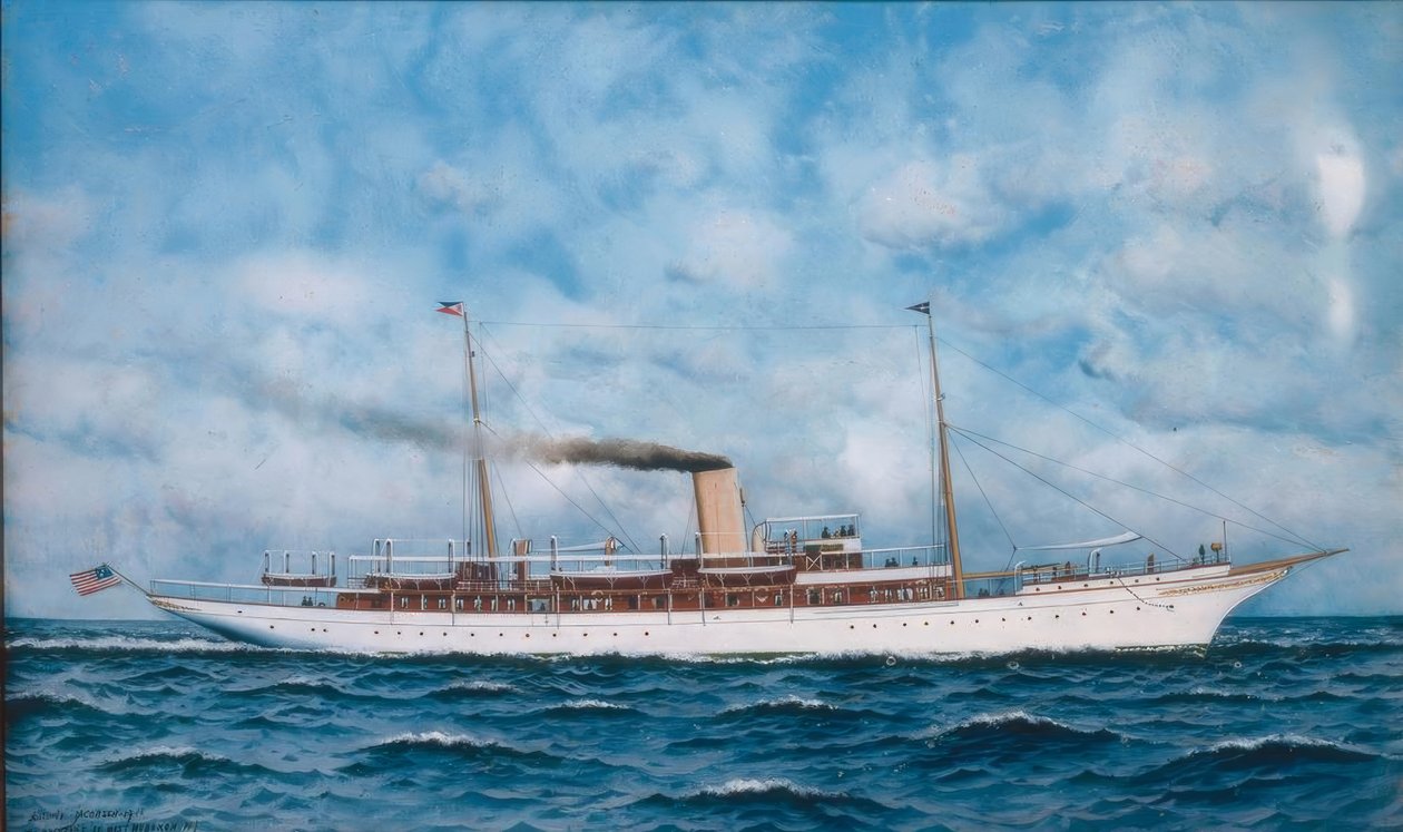 Båden for anker på Seinen af Gustave Caillebotte