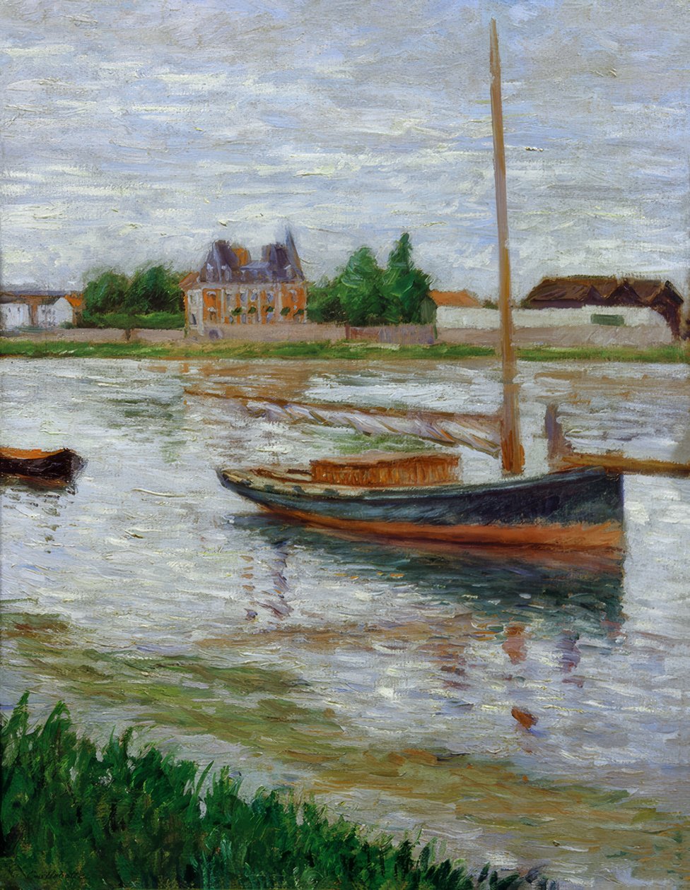 Båd forankret på Seinen ved Argenteuil af Gustave Caillebotte