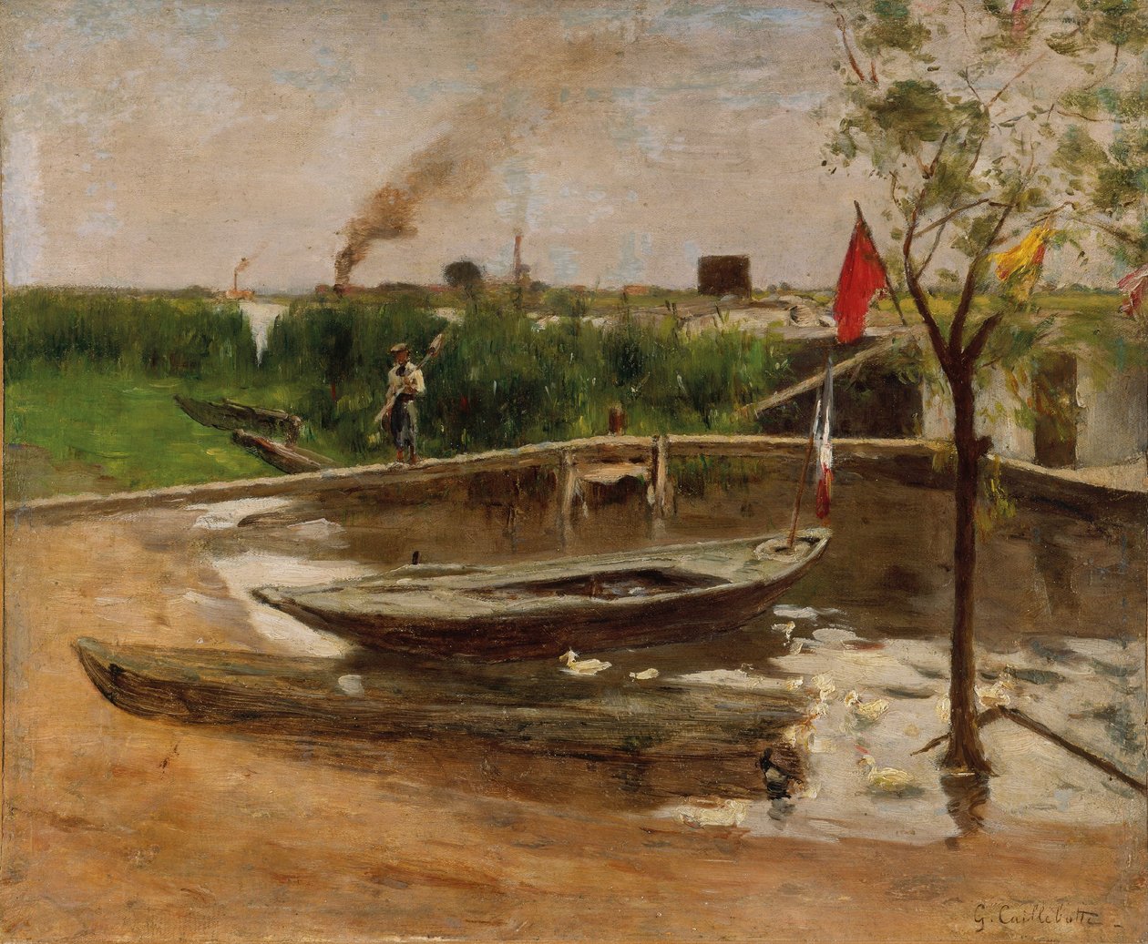 Bådhavn ved Seinen, ca. 1891 (olie på lærred) af Gustave Caillebotte