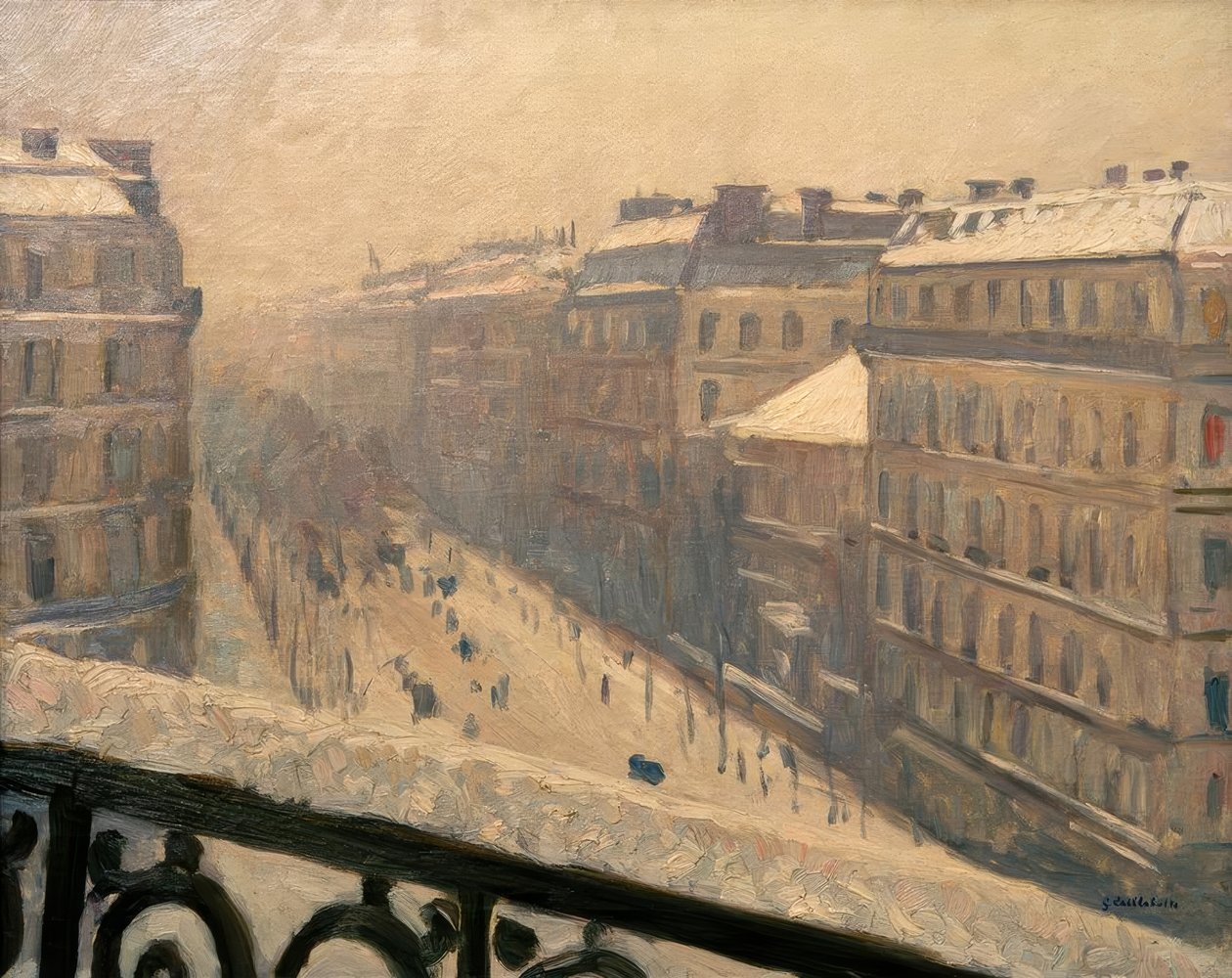 Boulevard Haussmann, sneeffekt af Gustave Caillebotte