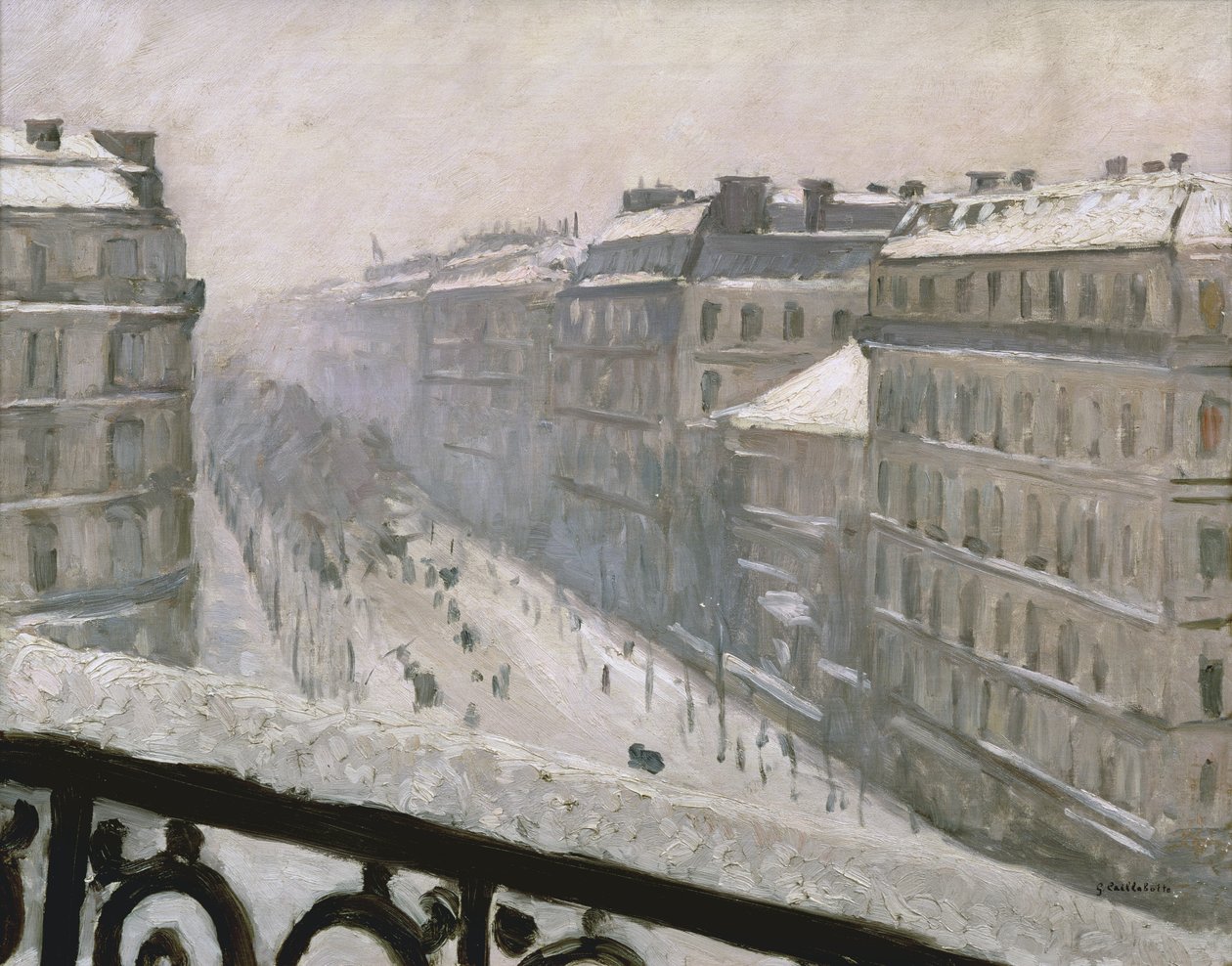 Boulevard Haussmann i sneen, 1879 eller 1881 af Gustave Caillebotte