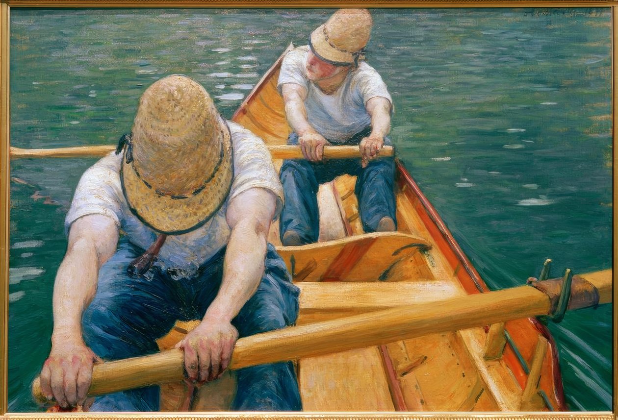 Kanosejere ror på Yerres af Gustave Caillebotte