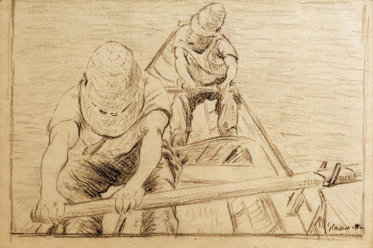 Kanoister roer på Yerres af Gustave Caillebotte