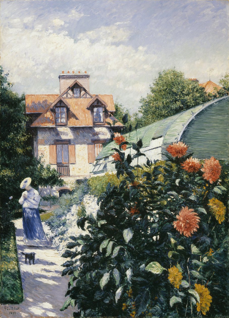 Dahliaer, Have ved Petit Gennevilliers - Gustave Caillebotte (1848-1894). olie på lærred af Gustave Caillebotte