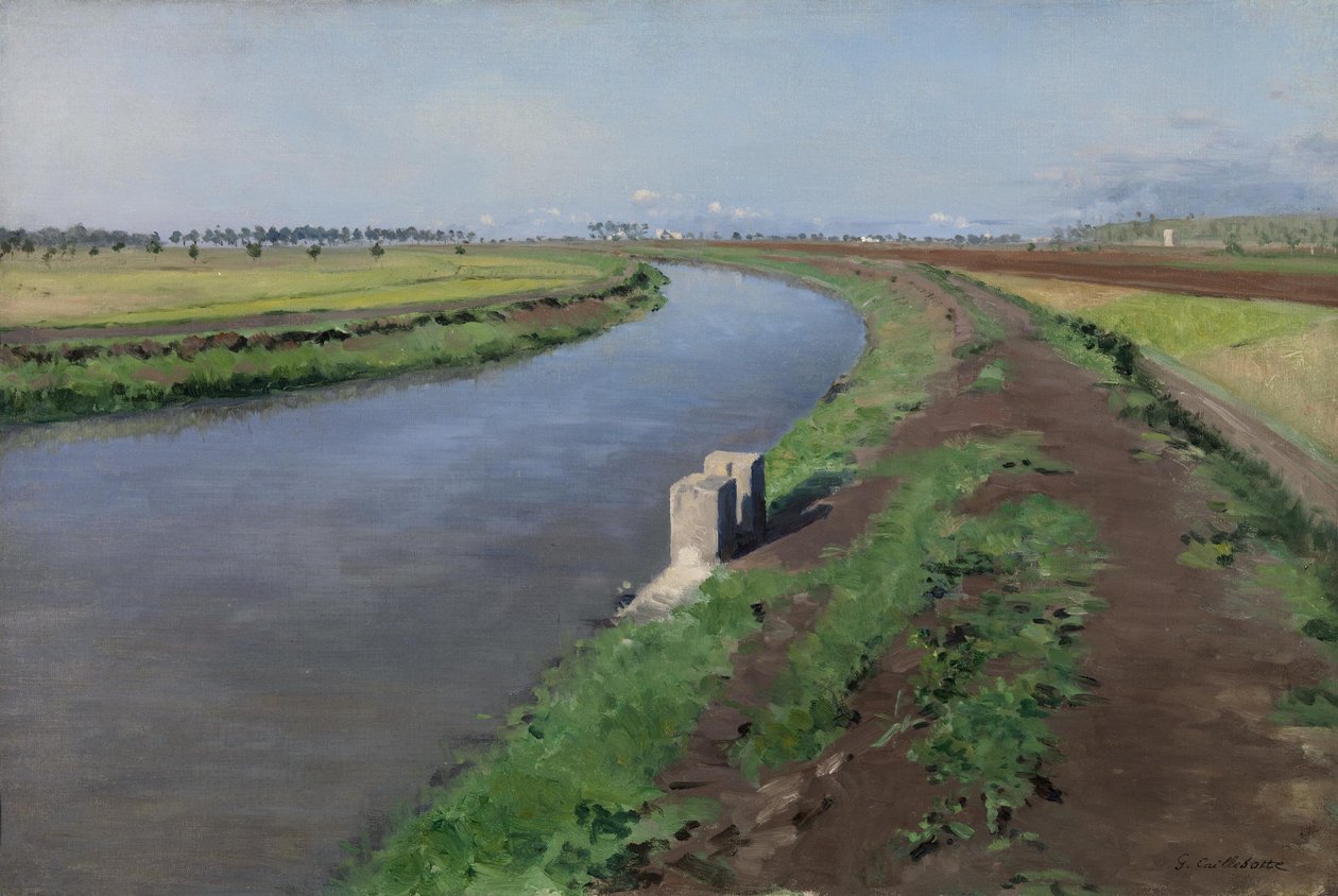Fransk:  Bord de canal, près de Naples Bredder af en kanal, nær Napoli af Gustave Caillebotte