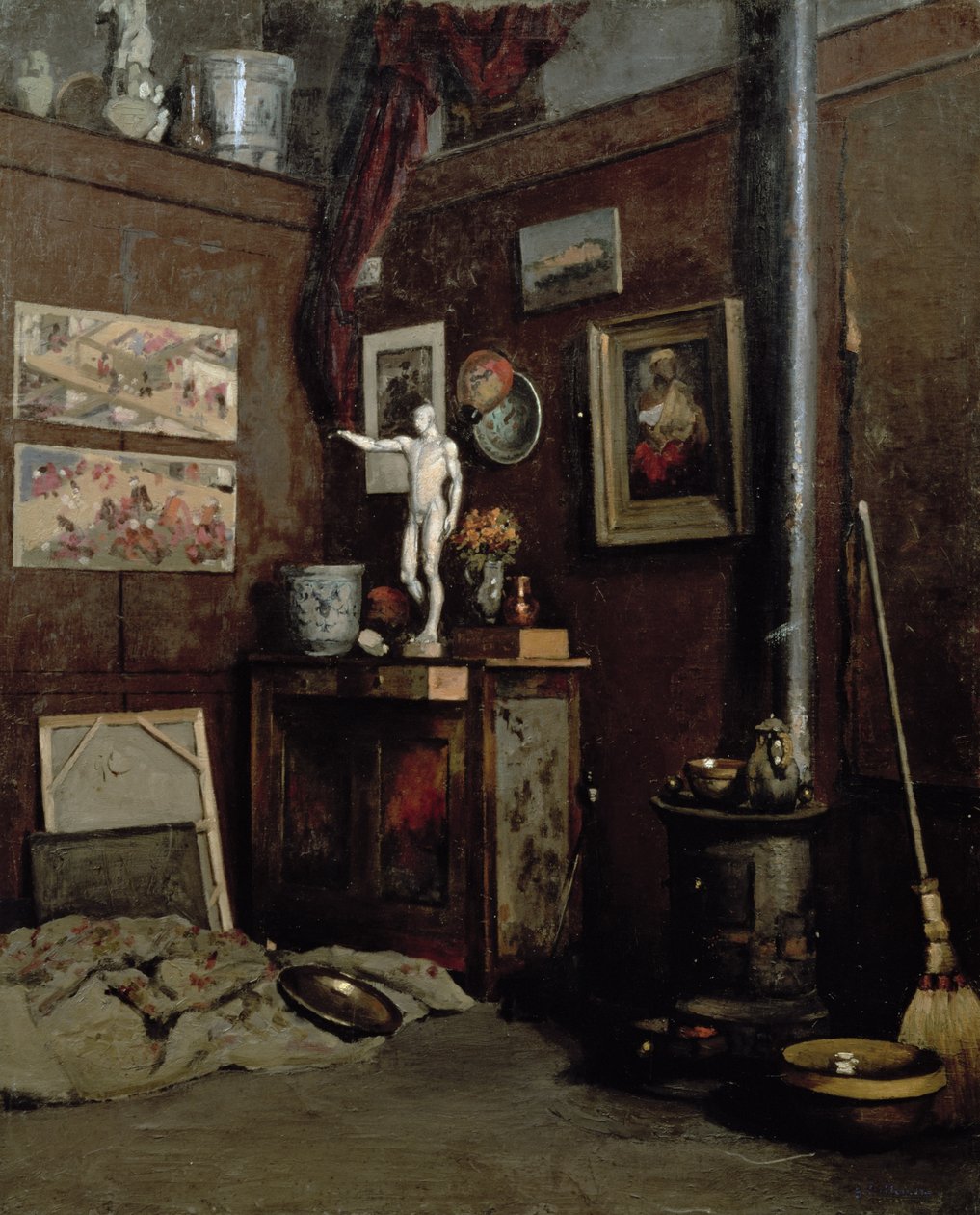Interiør af et studie, ca. 1872-74 (olie på lærred) af Gustave Caillebotte
