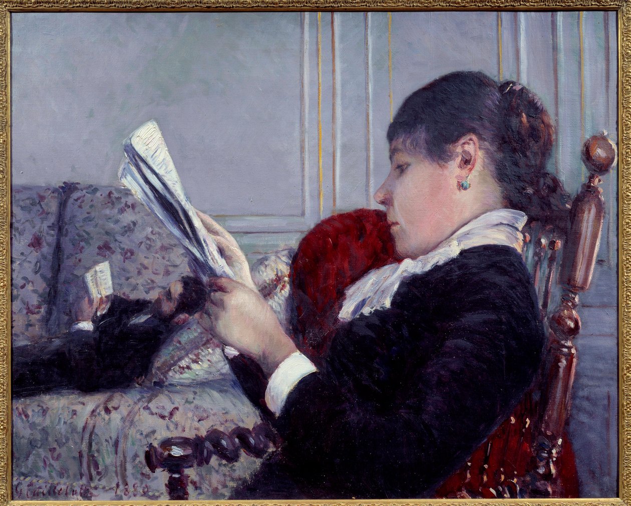 Interiør, læseren Maleri af Gustave Caillebotte (1848-1894) 1880 søn. 0,75x0,6 m Privat samling af Gustave Caillebotte