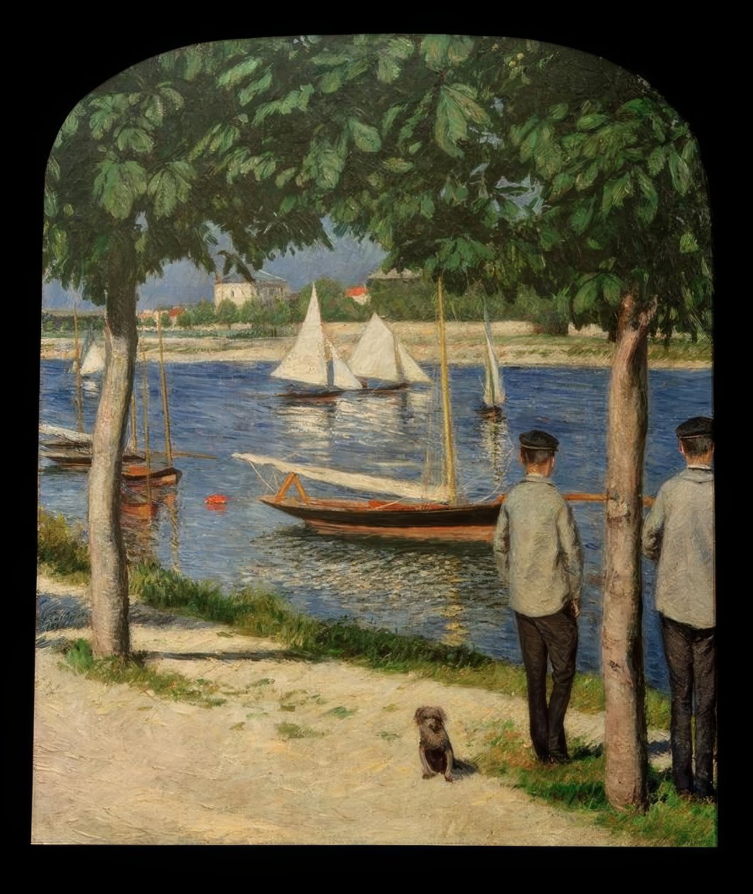 Banken ved Petit Gennevilliers og Seinen af Gustave Caillebotte