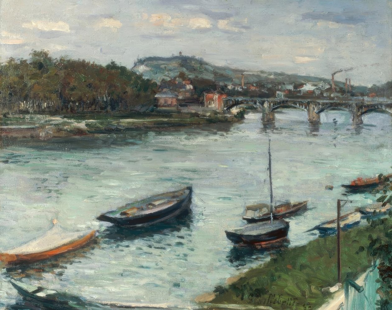 Banken og Argenteuil-broen af Gustave Caillebotte