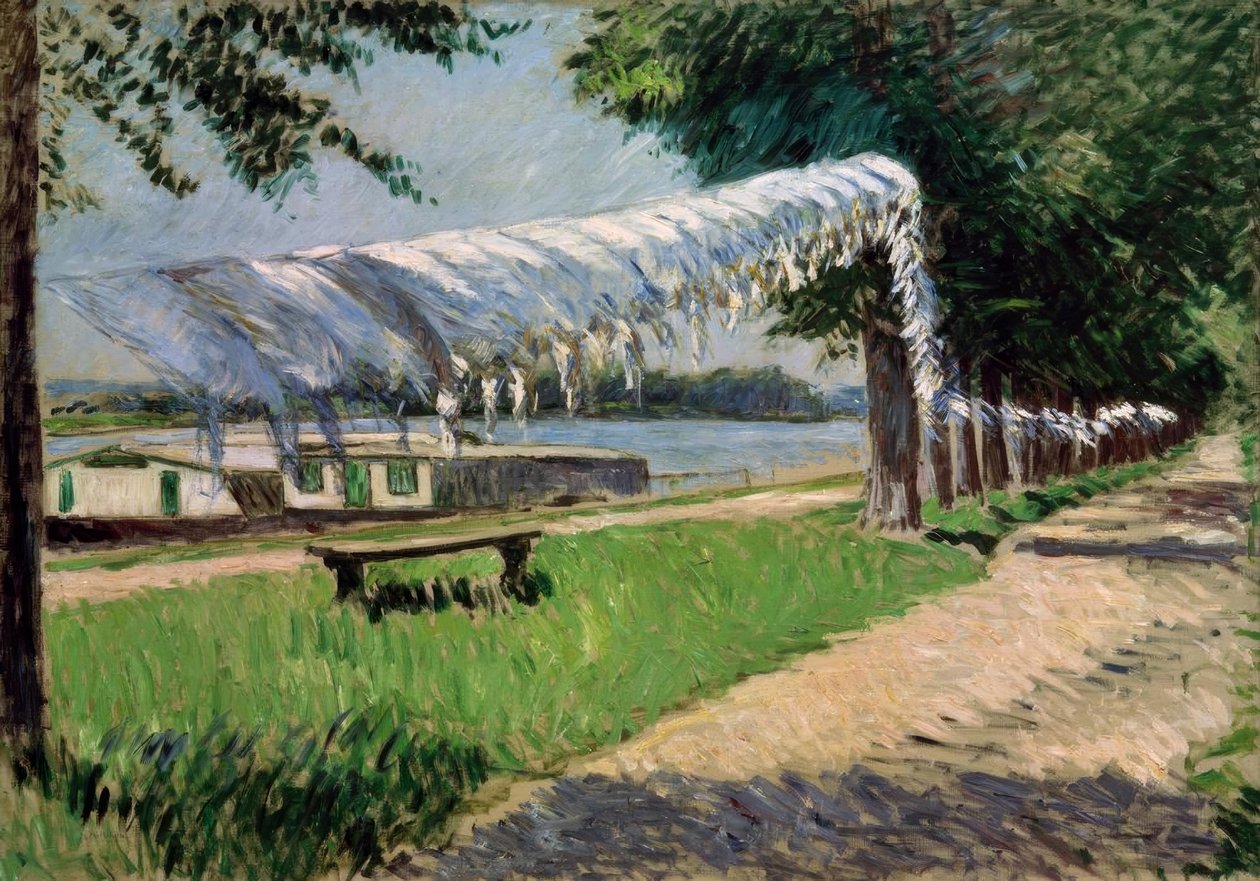 Tørring af vasketøj på bredden af ​​Seinen, Petit Gennevilliers af Gustave Caillebotte