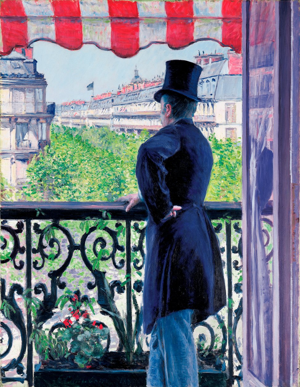 Mand på en balkon, Boulevard Haussmann, 1880 af Gustave Caillebotte
