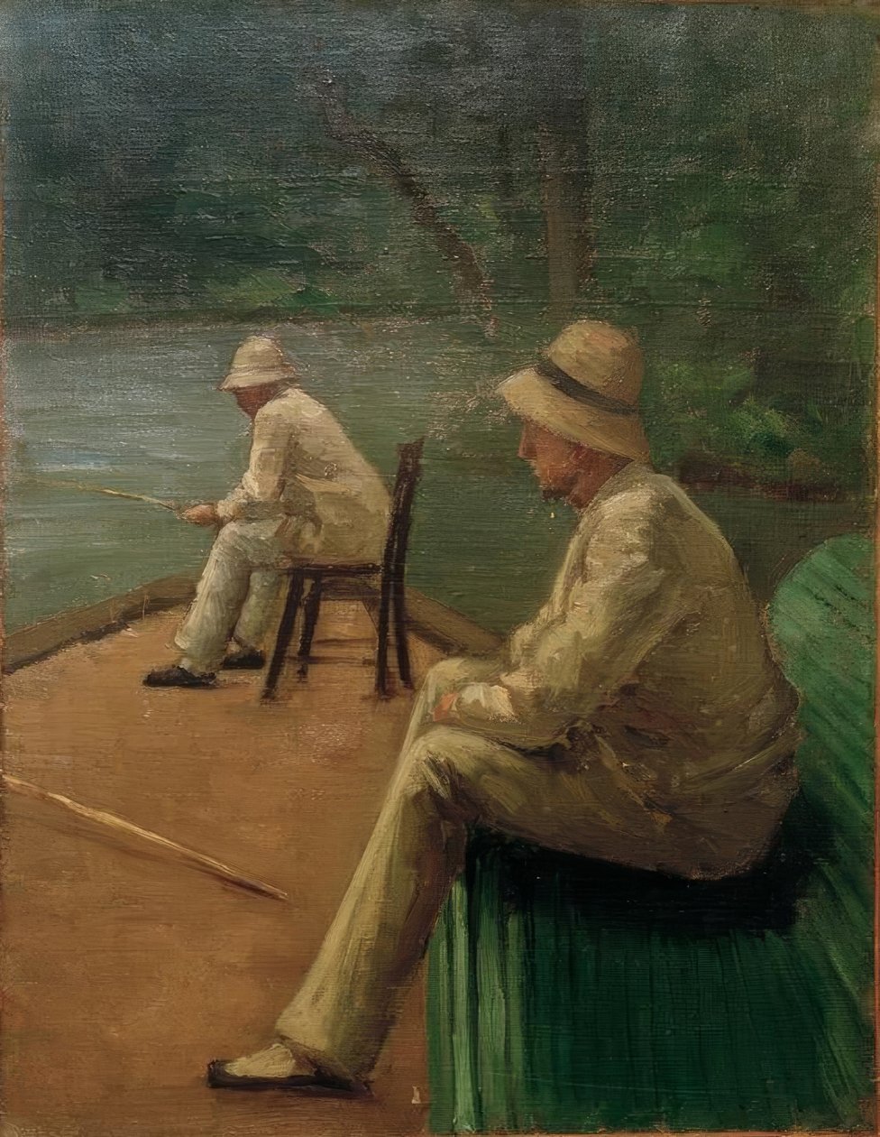 Fiskere ved bredden af ​​Yerres af Gustave Caillebotte