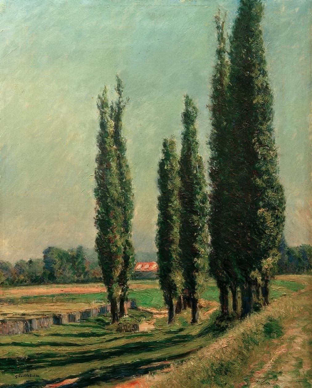 Popler på diget i Argenteuil, ved Petit Gennevilliers af Gustave Caillebotte