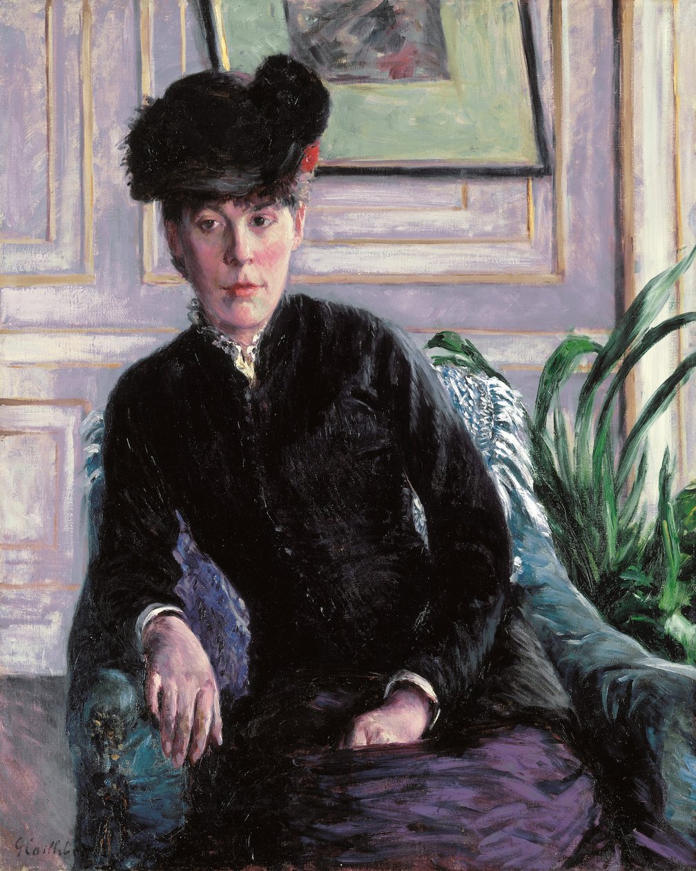 Portræt af en ung kvinde i et interiør (Portrait de Mme H), ca. 1877 (olie på lærred) af Gustave Caillebotte