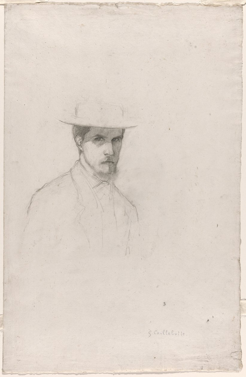 Selvportræt med hat af Gustave Caillebotte