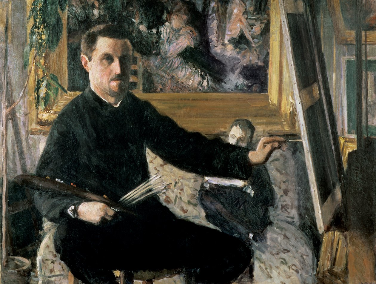 Selvportræt med et staffeli, ca. 1879 af Gustave Caillebotte