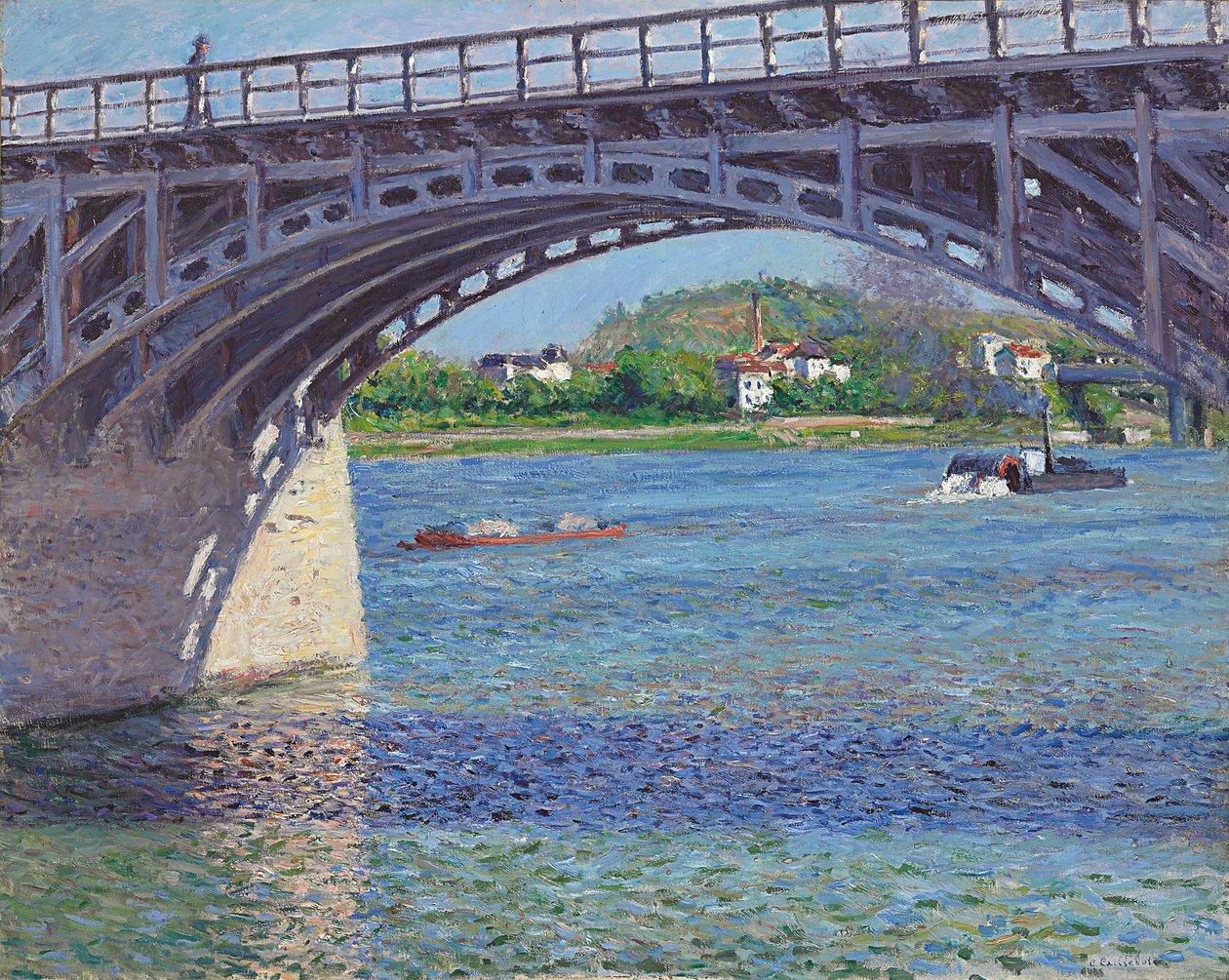 Argenteuil-broen og Seinen; Argenteuil-broen og Seinen, ca. 1883 af Gustave Caillebotte