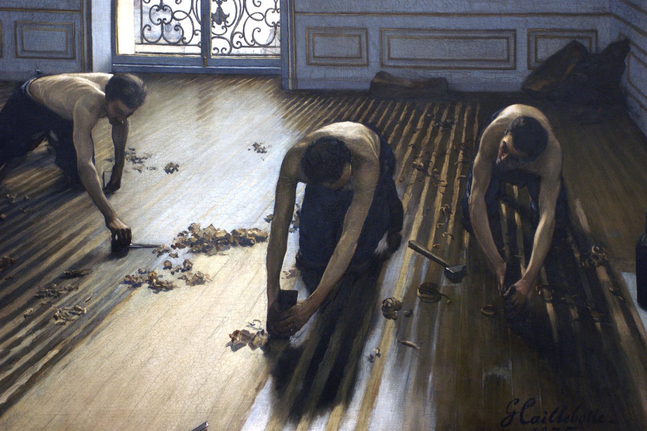 The Floor Scrapers - et udsnit af maleriet. af Gustave Caillebotte