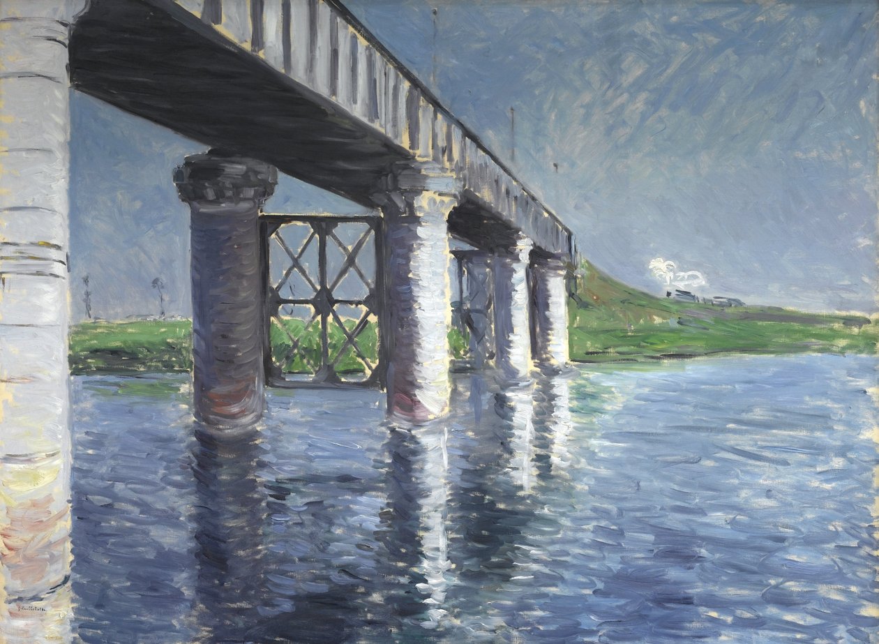 Seinen og jernbanebroen ved Argenteuil af Gustave Caillebotte