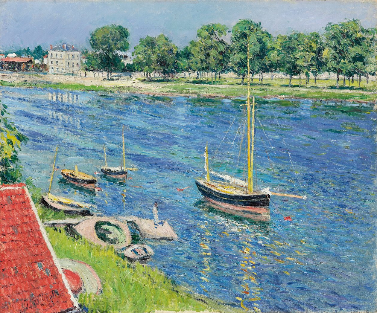 Seinen ved Argenteuil, både ved anker; Seinen ved Argenteuil, både for anker, 1883 af Gustave Caillebotte
