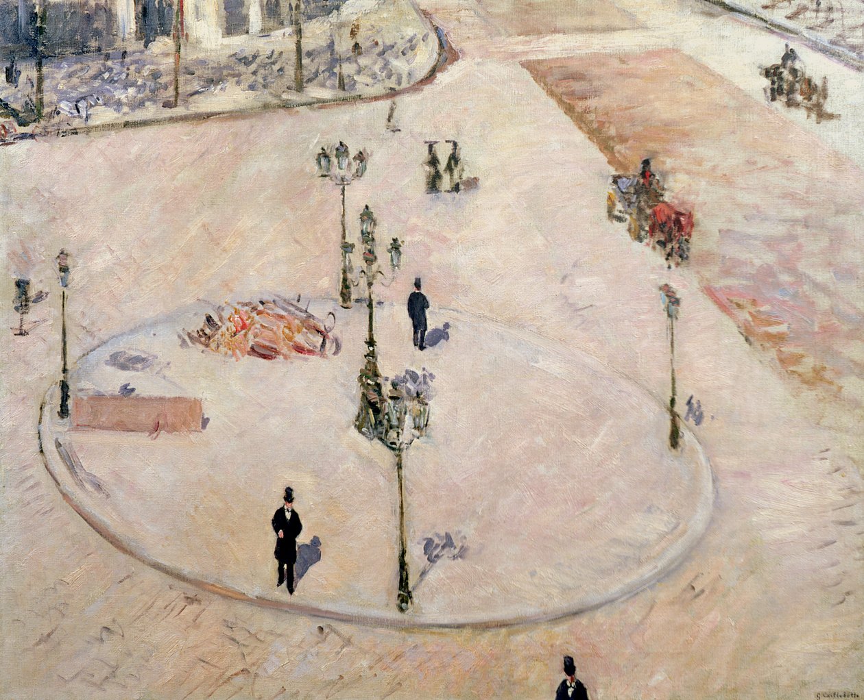 Trafikø på Boulevard Haussmann, 1880 af Gustave Caillebotte