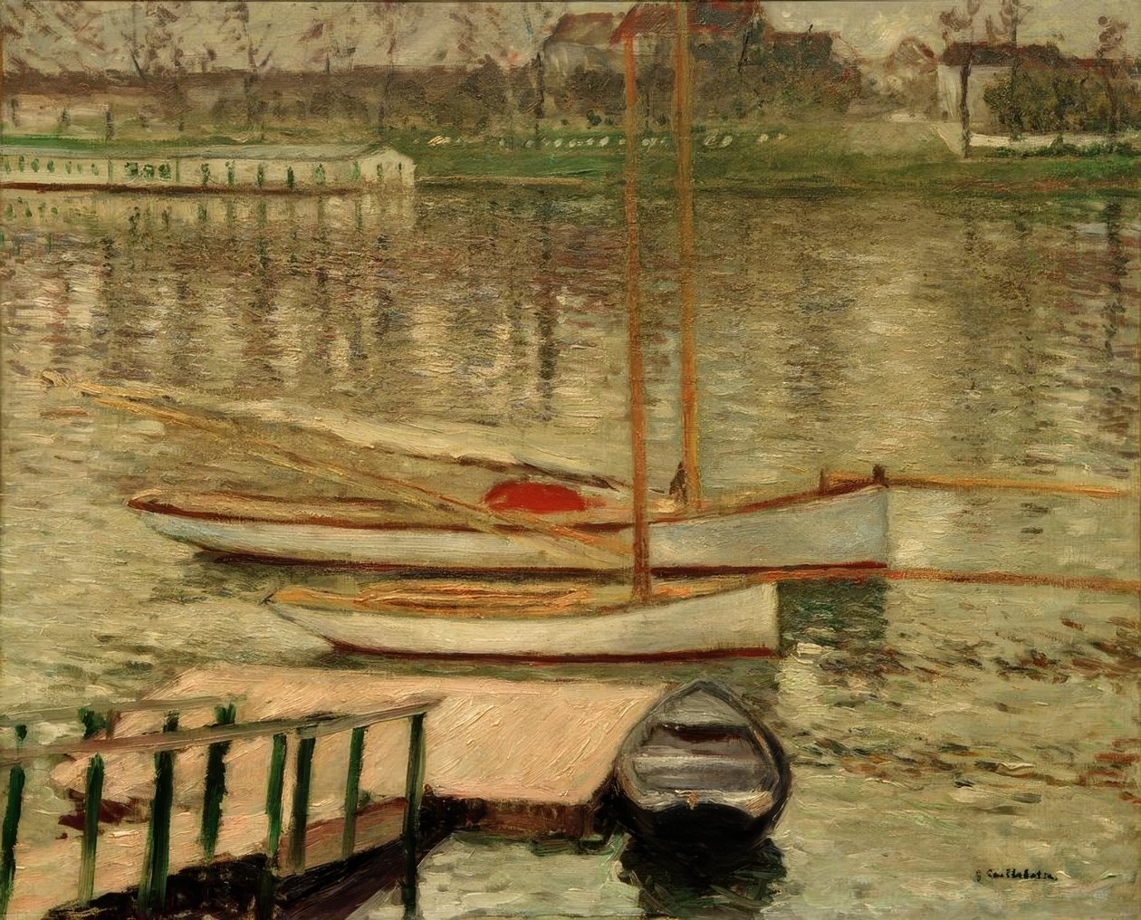 Sejlbåde for anker på Seinen af Gustave Caillebotte