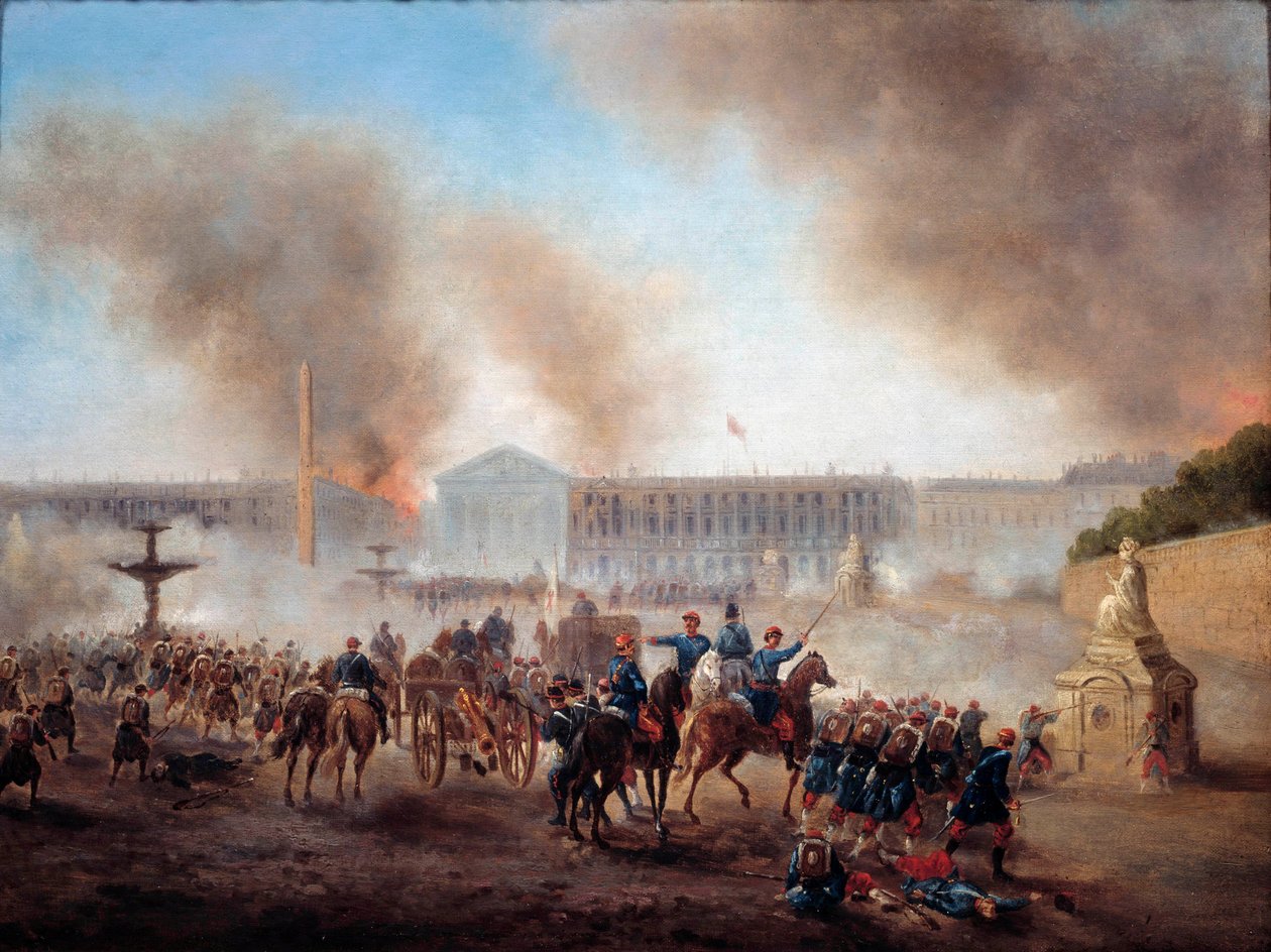 Kommune i Paris: "" scener med rimeutes på Place de la Concorde"" Maleri af Gustave Boulanger (1824-1888) Søn. 0,49x0,64 m Paris, Musee Carnavalet. af Gustave Clarence Rodolphe Boulanger