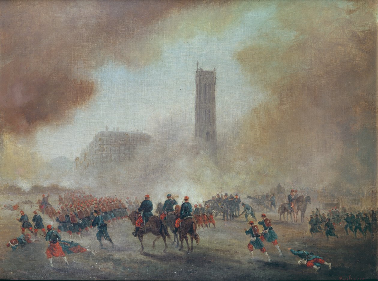 Paris Kommune: kamp foran Tour Saint-Jacques, 1871 af Gustave Clarence Rodolphe Boulanger