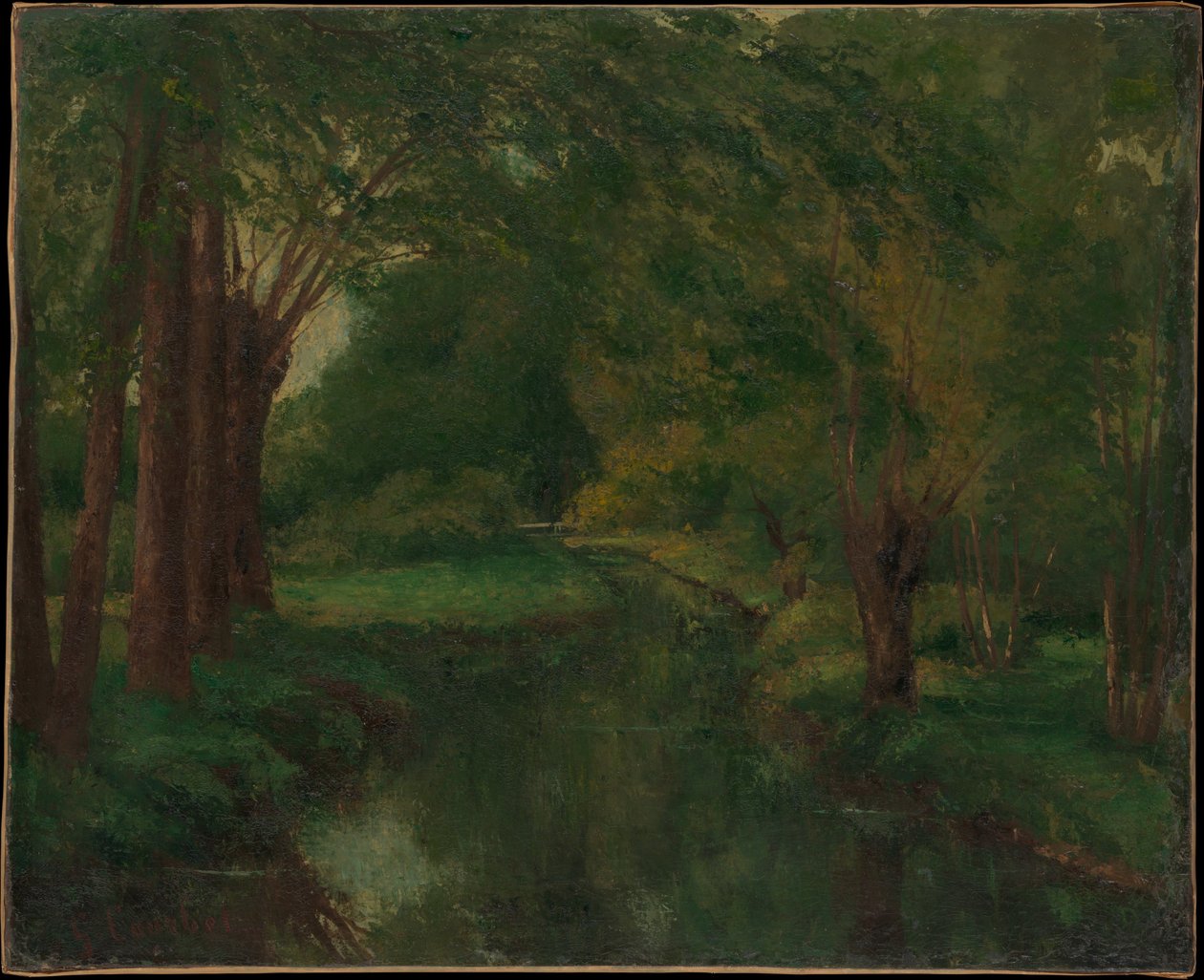 En bæk i en lysning (muligvis »Bæk i Fontcouverte-dalen; Studie«) af Gustave Courbet