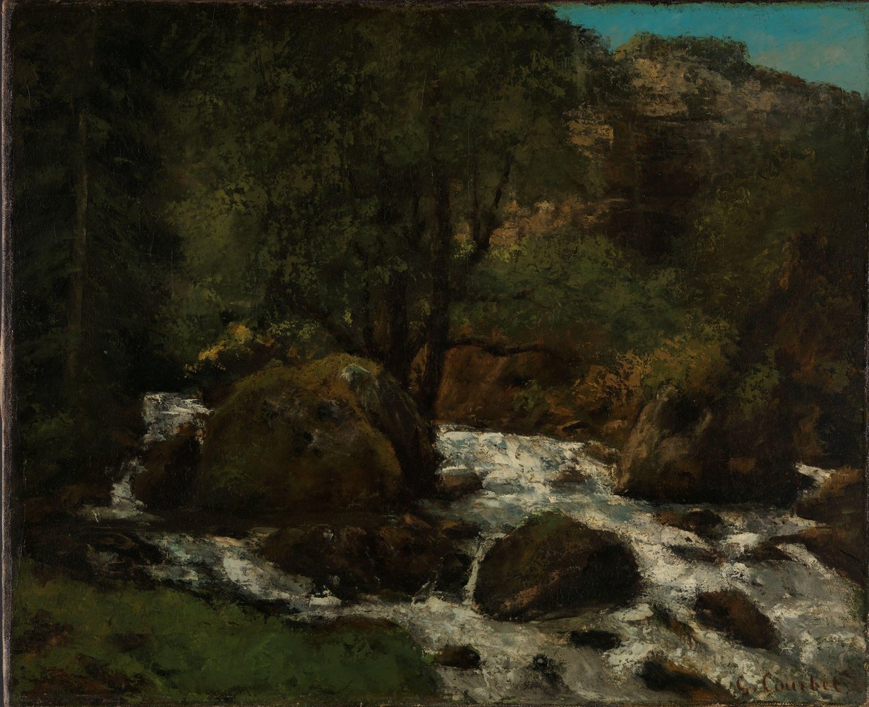 En bæk i skoven, Jura, ca. 1865 (olie på lærred) af Gustave Courbet