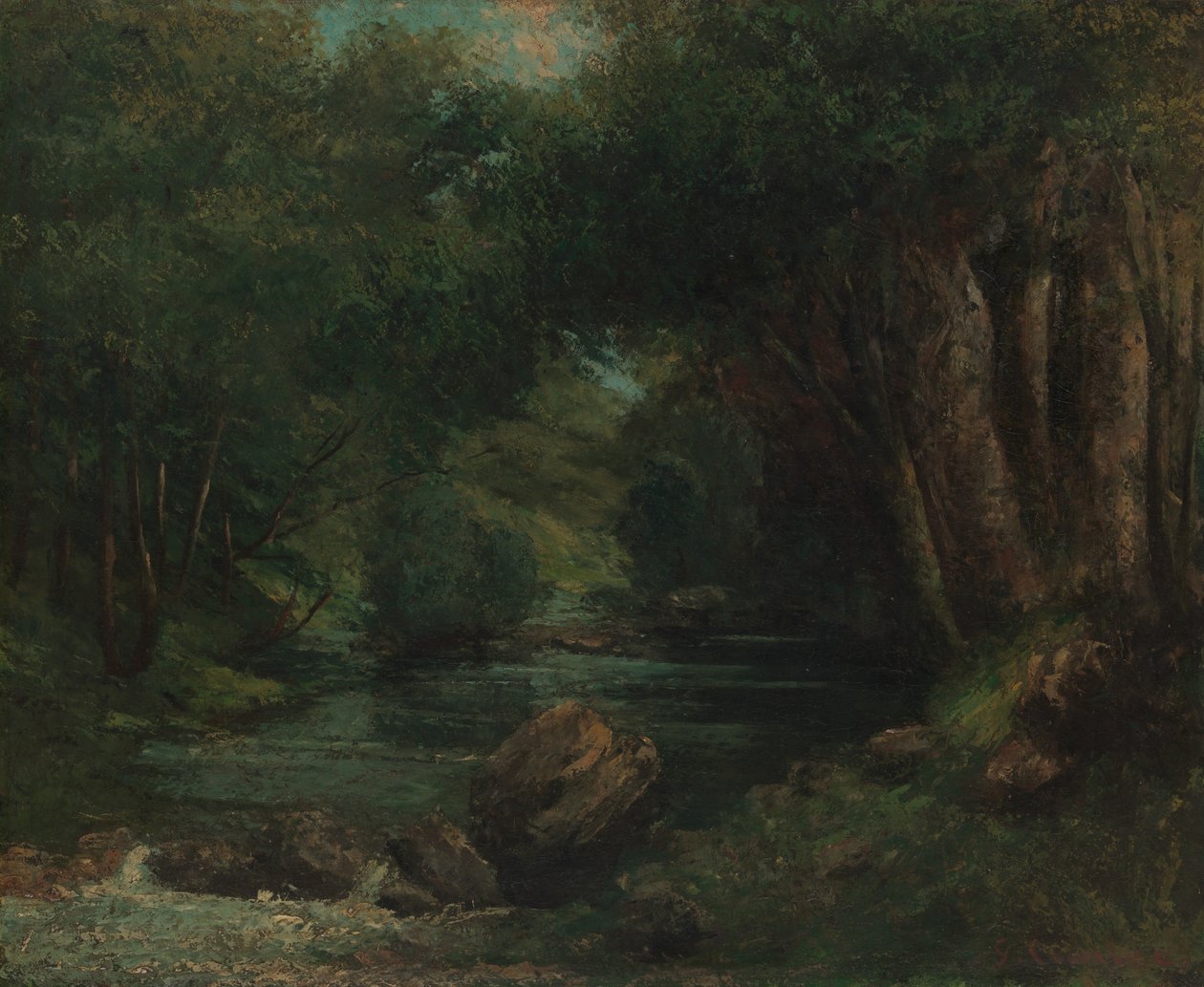 En bæk i skoven, ca. 1868-77. af Gustave Courbet