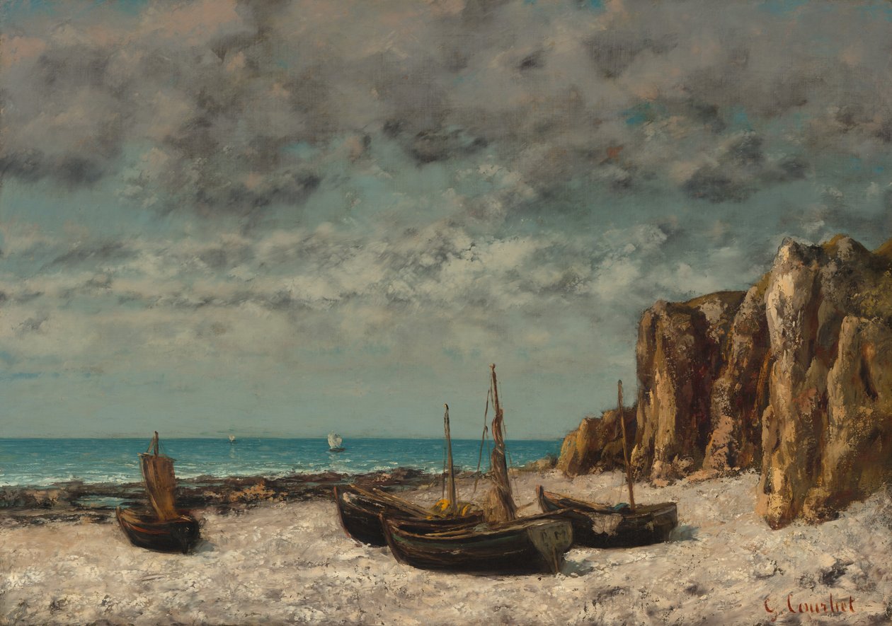 Både på en strand, Etretat, ca. 18721875. af Gustave Courbet