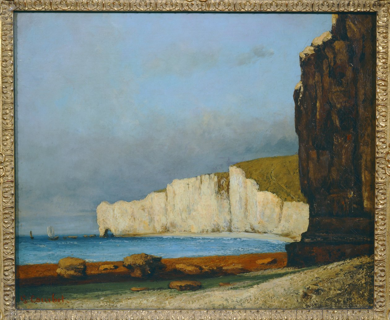 Kystlandskab (olie på lærred) af Gustave Courbet